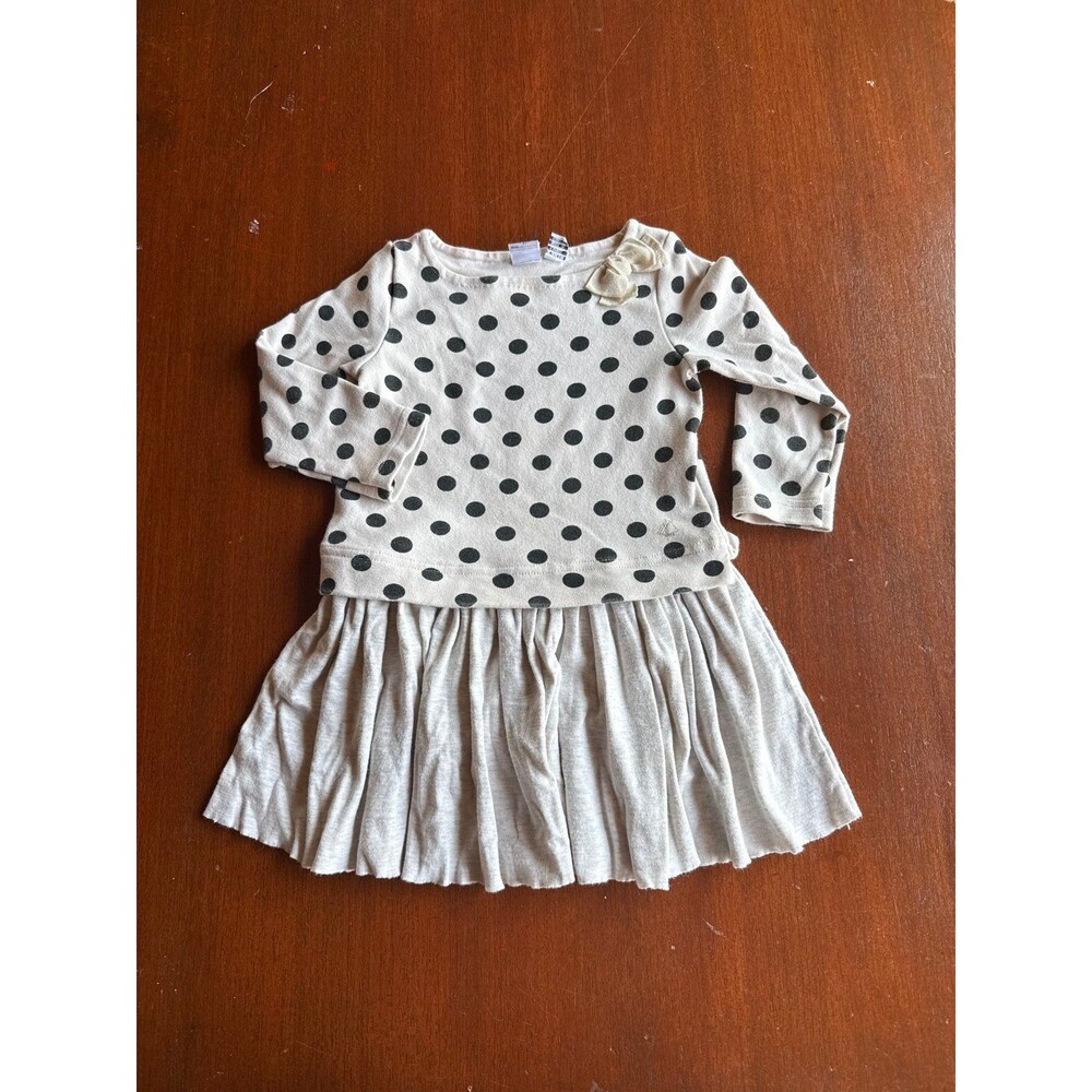 Petit Bateau Girls polka dot long sleeve dress